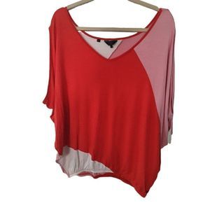 NWT Guess Los Angeles Women's knit Top Red/Pink/Ivory Blouse Ladies Size M